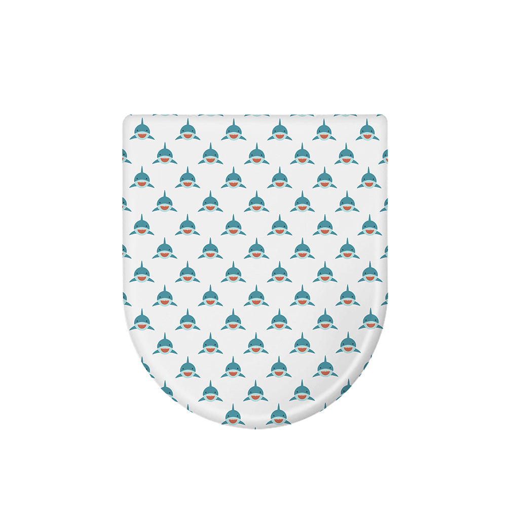 Smiley Shark Pattern Print Toilet Lid Cover