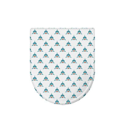 Smiley Shark Pattern Print Toilet Lid Cover