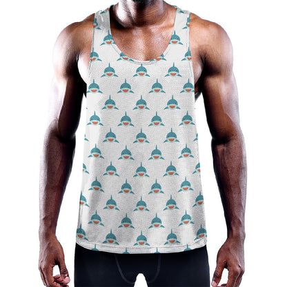 Smiley Shark Pattern Print Training Tank Top