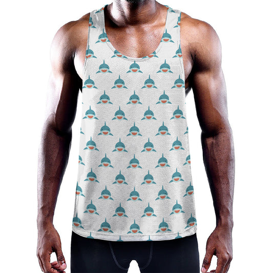 Smiley Shark Pattern Print Training Tank Top