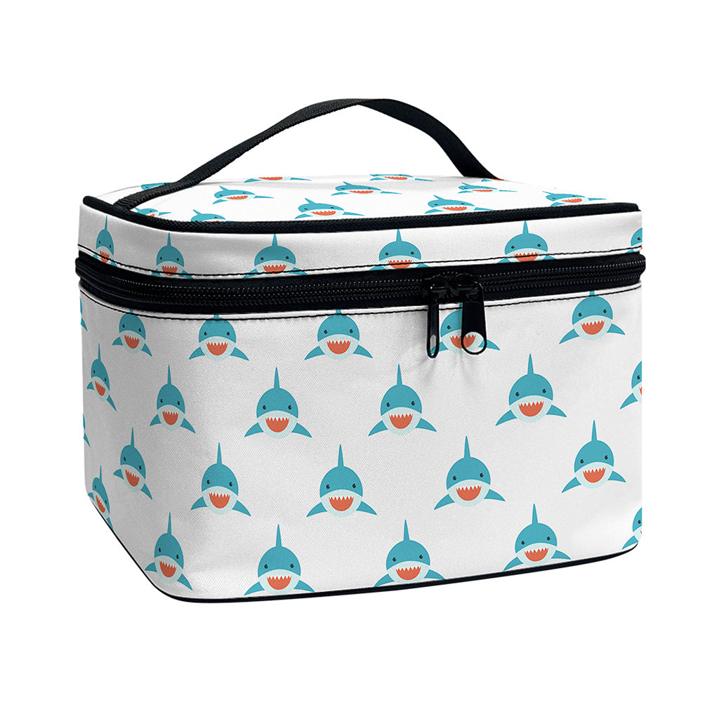 Smiley Shark Pattern Print Travel Makeup Bag