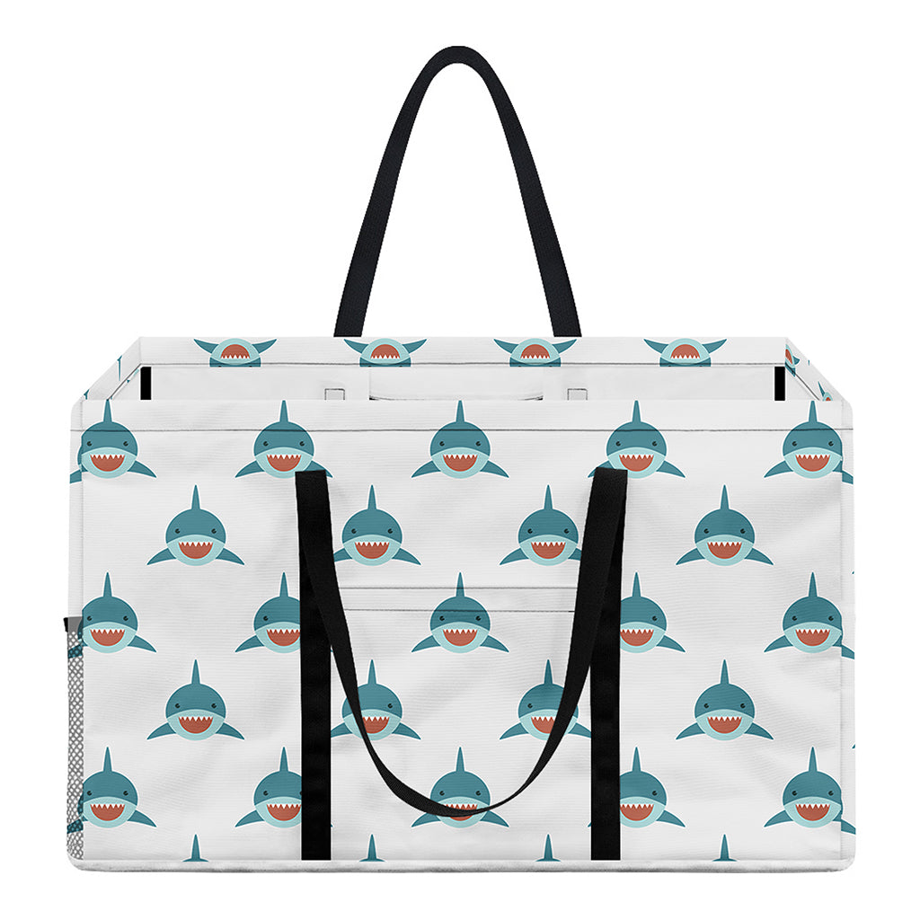 Smiley Shark Pattern Print Utility Tote Bag