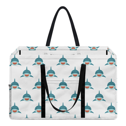Smiley Shark Pattern Print Utility Tote Bag