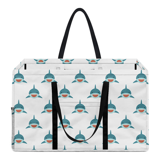 Smiley Shark Pattern Print Utility Tote Bag