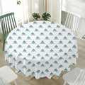 Smiley Shark Pattern Print Waterproof Round Tablecloth