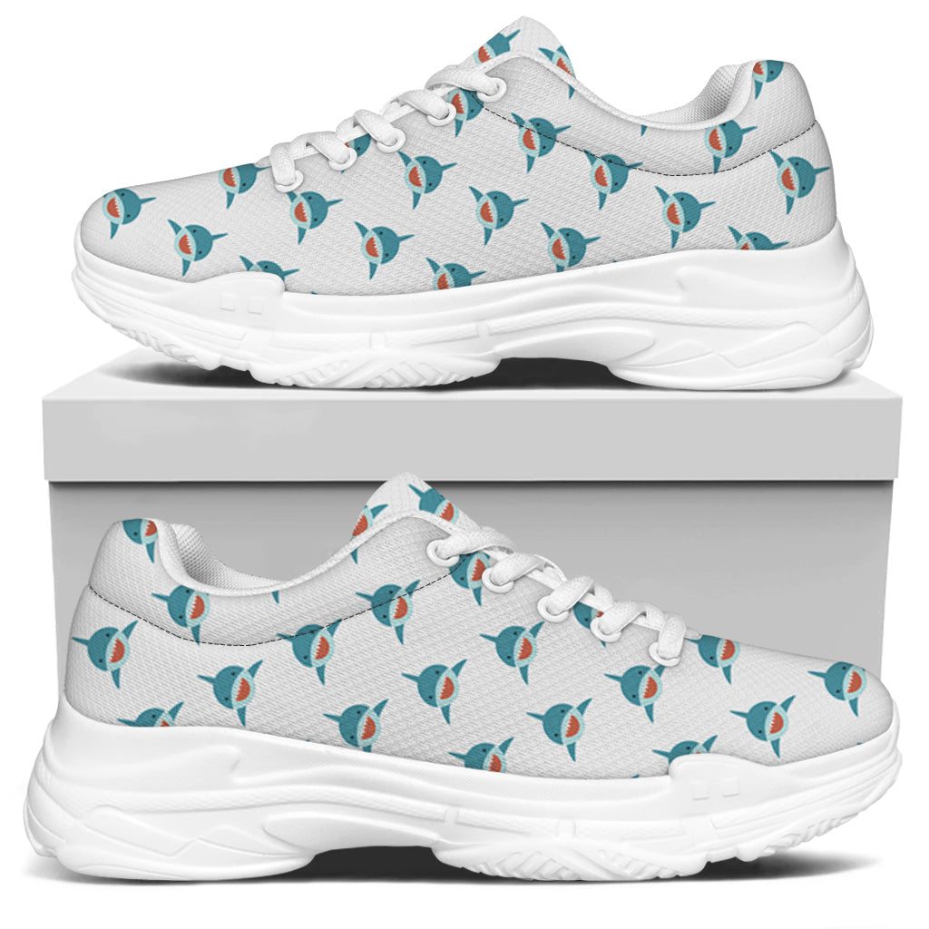 Smiley Shark Pattern Print White Chunky Shoes