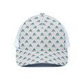 Smiley Shark Pattern Print White Mesh Trucker Hat