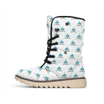 Smiley Shark Pattern Print Winter Boots