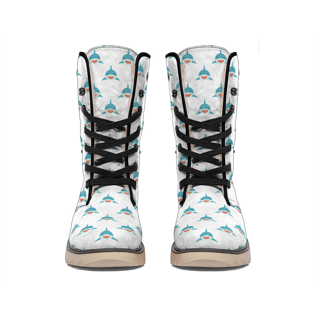 Smiley Shark Pattern Print Winter Boots