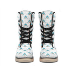 Smiley Shark Pattern Print Winter Boots