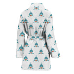 Smiley Shark Pattern Print Women's Bathrobe