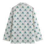 Smiley Shark Pattern Print Women's Cotton Blazer