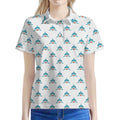 Smiley Shark Pattern Print Women's Polo Shirt