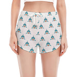 Smiley Shark Pattern Print Women's Split Running Shorts