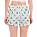 Smiley Shark Pattern Print Women's Split Running Shorts