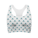 Smiley Shark Pattern Print Women's Sports Bra