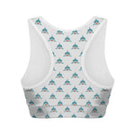 Smiley Shark Pattern Print Women's Sports Bra