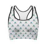 Smiley Shark Pattern Print Women's Sports Bra