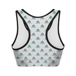 Smiley Shark Pattern Print Women's Sports Bra