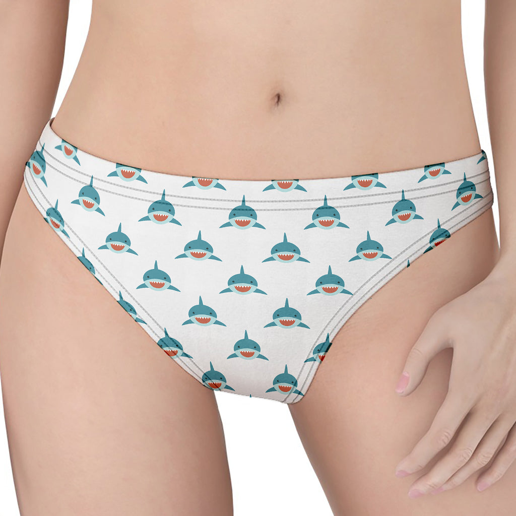 Smiley Shark Pattern Print Women's Thong