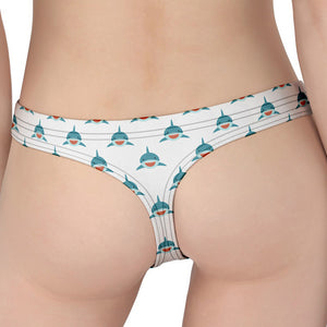 Smiley Shark Pattern Print Women's Thong