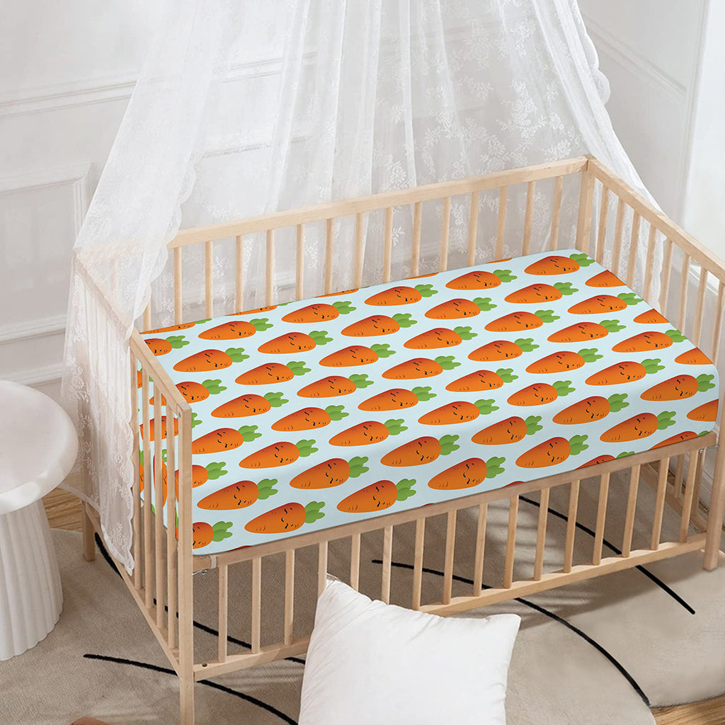 Smiling Carrot Pattern Print Baby Crib Sheet
