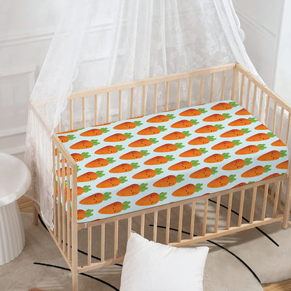 Smiling Carrot Pattern Print Baby Crib Sheet