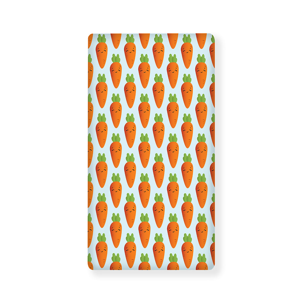 Smiling Carrot Pattern Print Baby Crib Sheet