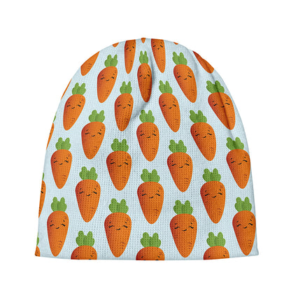 Smiling Carrot Pattern Print Beanie