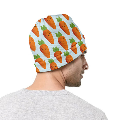 Smiling Carrot Pattern Print Beanie