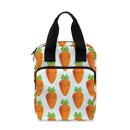 Smiling Carrot Pattern Print Bible Tote Bag