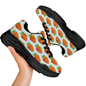 Smiling Carrot Pattern Print Black Chunky Shoes