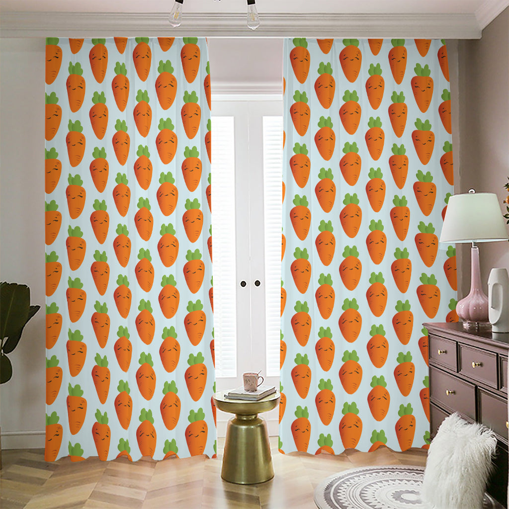 Smiling Carrot Pattern Print Blackout Pencil Pleat Curtains