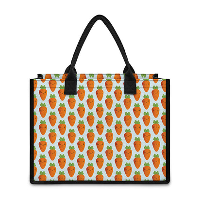 Smiling Carrot Pattern Print Canvas Tote Bag