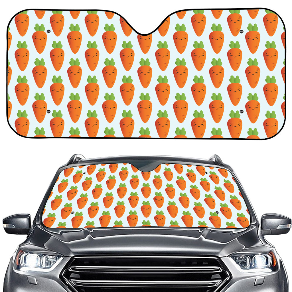 Smiling Carrot Pattern Print Car Windshield Sun Shade