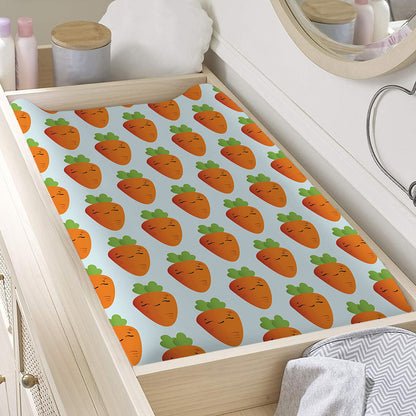 Smiling Carrot Pattern Print Changing Pad Cover