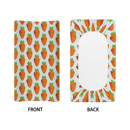Smiling Carrot Pattern Print Changing Pad Cover