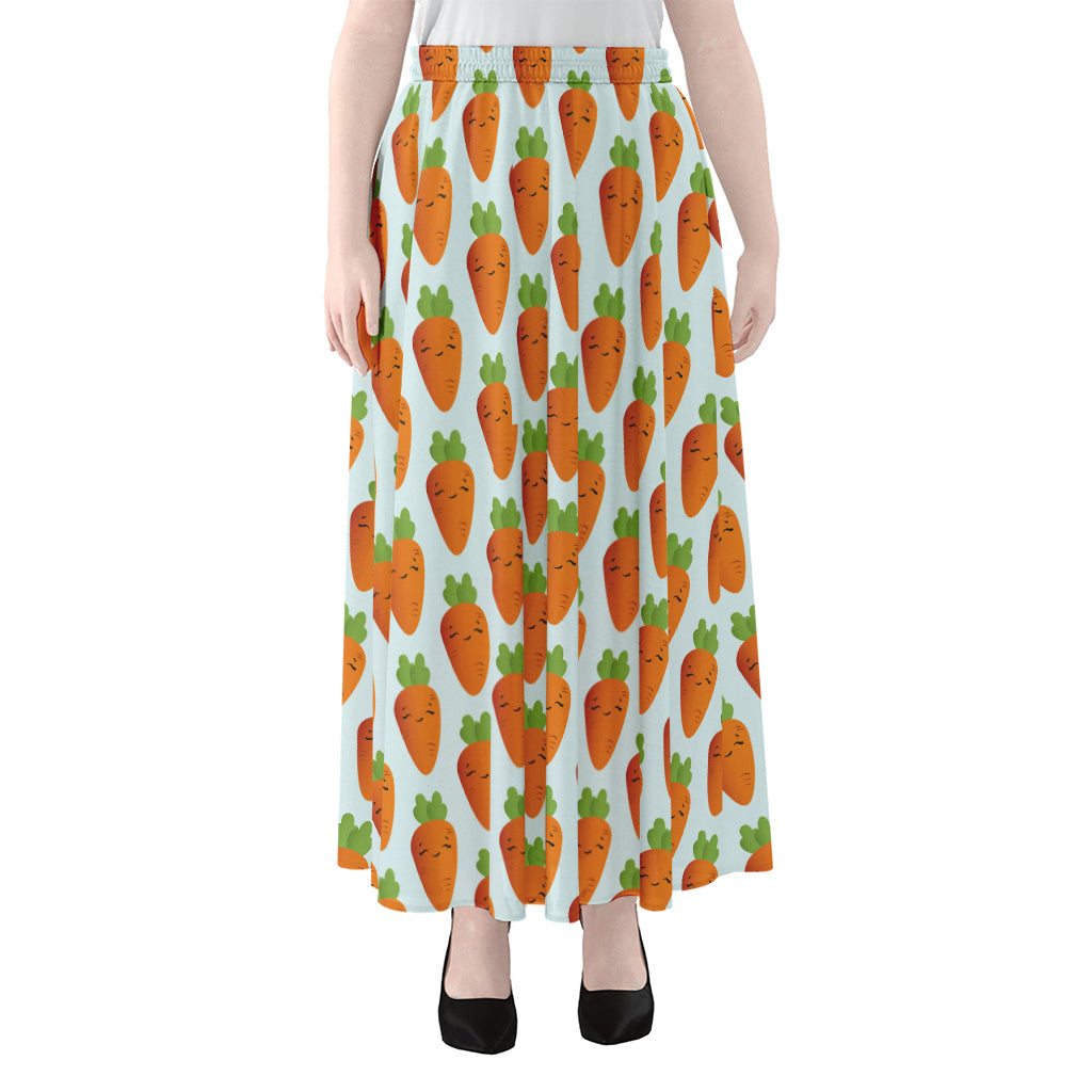 Smiling Carrot Pattern Print Chiffon Maxi Skirt