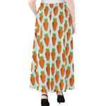 Smiling Carrot Pattern Print Chiffon Maxi Skirt
