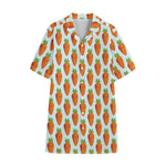 Smiling Carrot Pattern Print Cotton Hawaiian Shirt