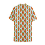 Smiling Carrot Pattern Print Cotton Hawaiian Shirt