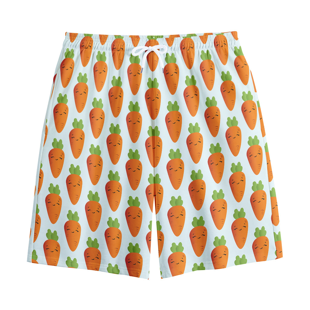 Smiling Carrot Pattern Print Cotton Shorts