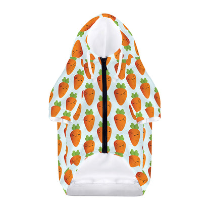 Smiling Carrot Pattern Print Dog Zip Up Hoodie