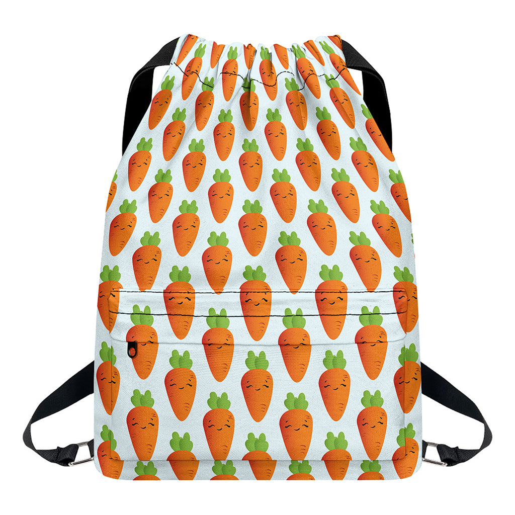 Smiling Carrot Pattern Print Drawstring Backpack