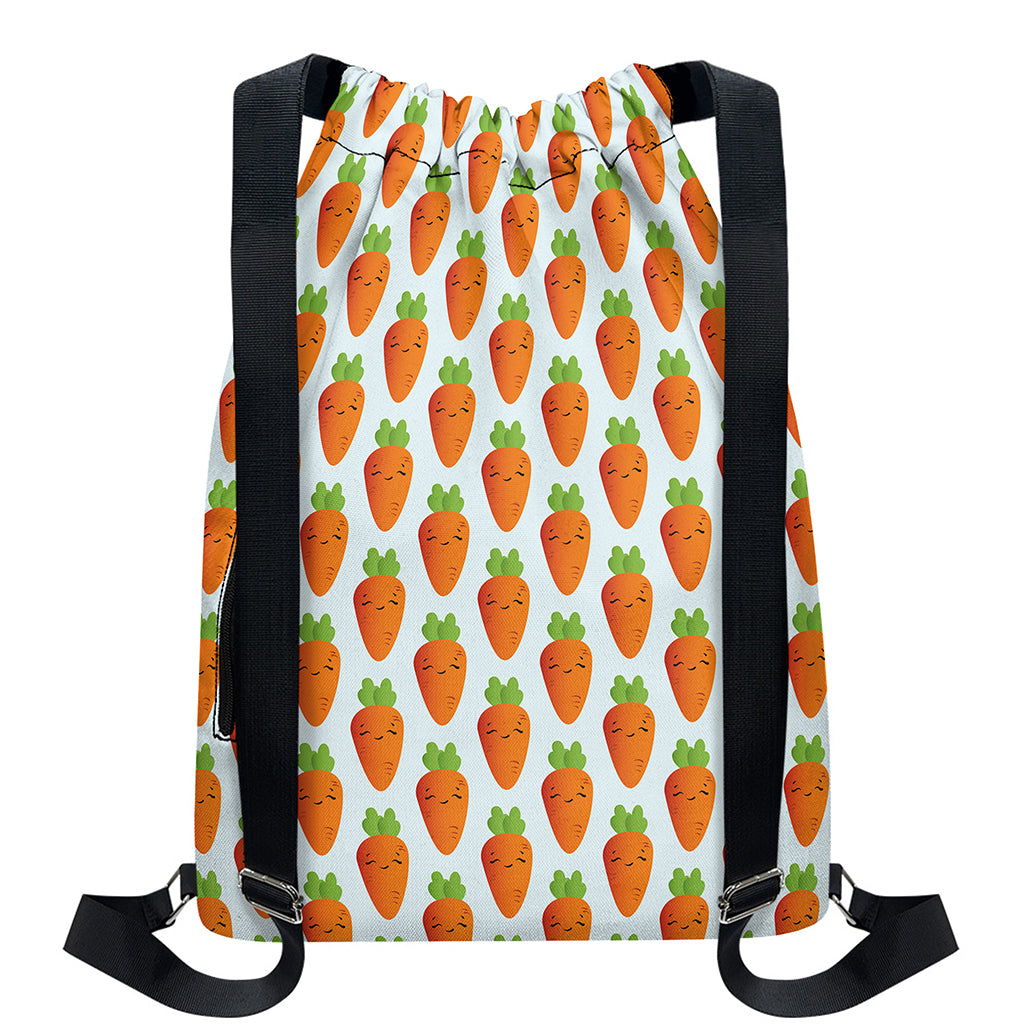 Smiling Carrot Pattern Print Drawstring Backpack