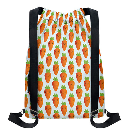 Smiling Carrot Pattern Print Drawstring Backpack