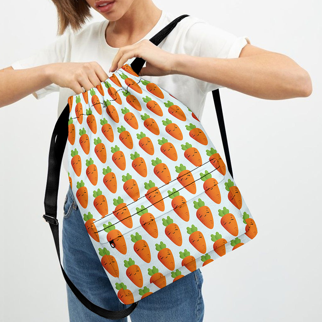 Smiling Carrot Pattern Print Drawstring Backpack
