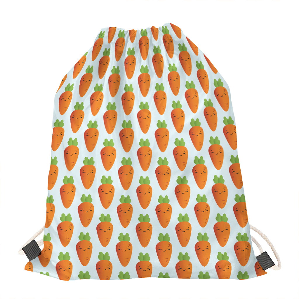 Smiling Carrot Pattern Print Drawstring Bag