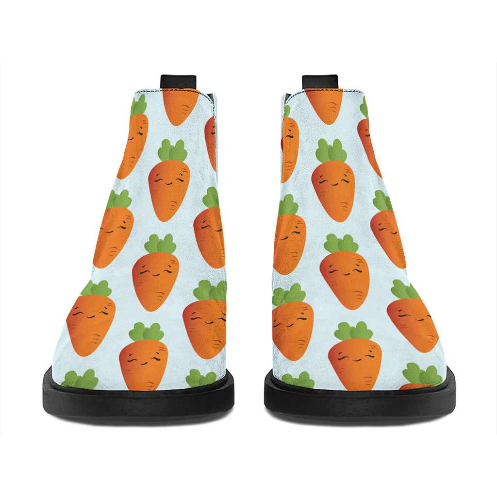 Smiling Carrot Pattern Print Flat Ankle Boots