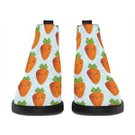 Smiling Carrot Pattern Print Flat Ankle Boots